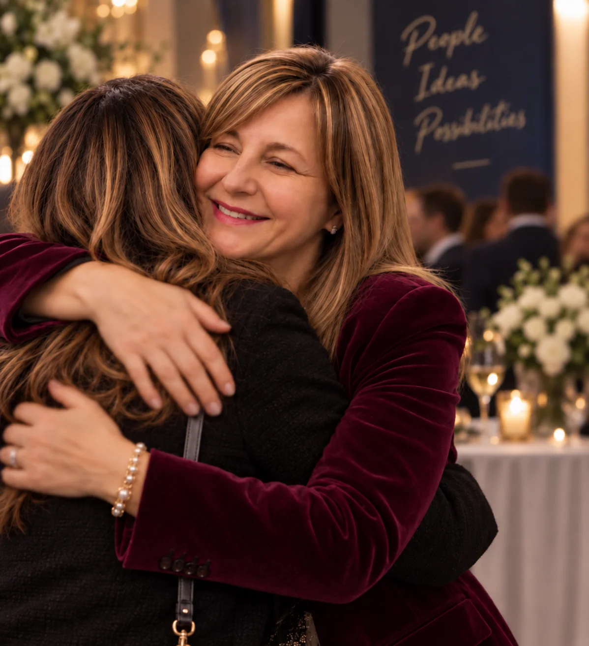 Vilma Cabezas compartiendo un abrazo